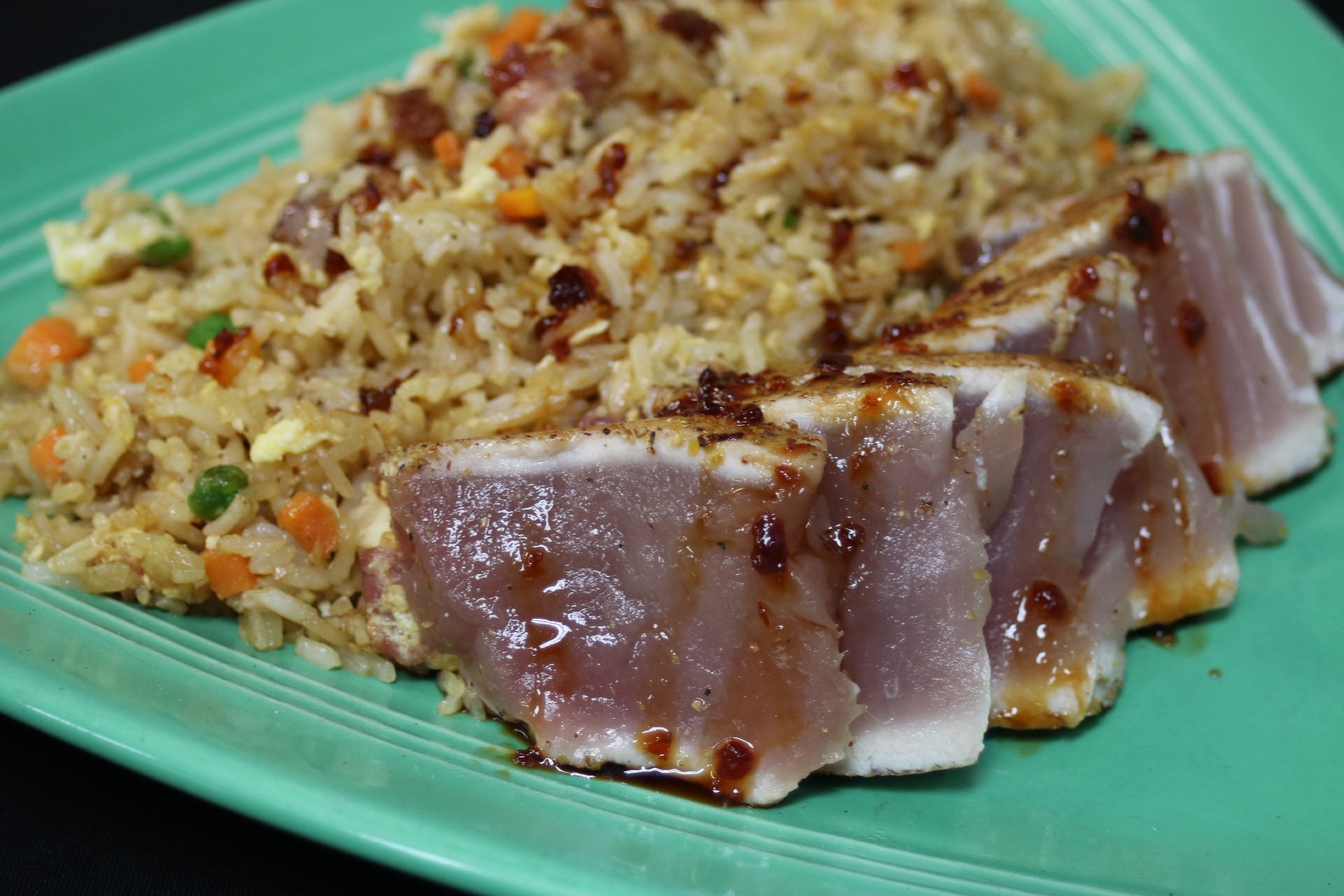 asian glazed tuna and fried rice